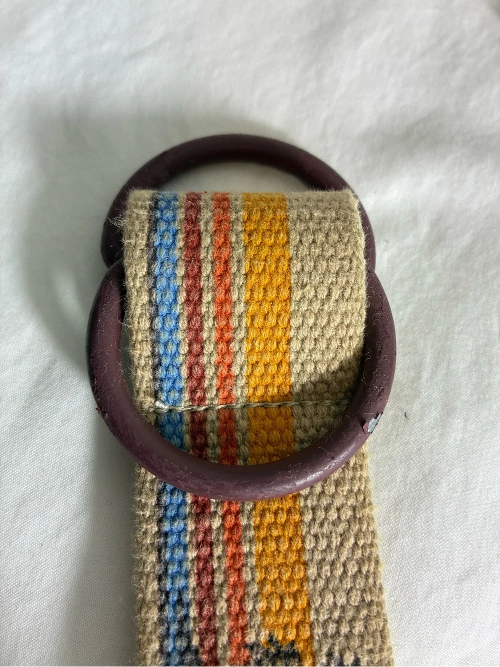 Unbranded California unisex belt 43” long Woven Stripe Canvas Ring buckle